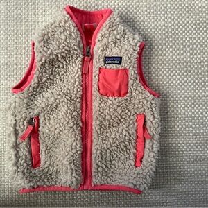 Patagonia Baby Retro-x Vest, 12-18 months, natural with pink trim